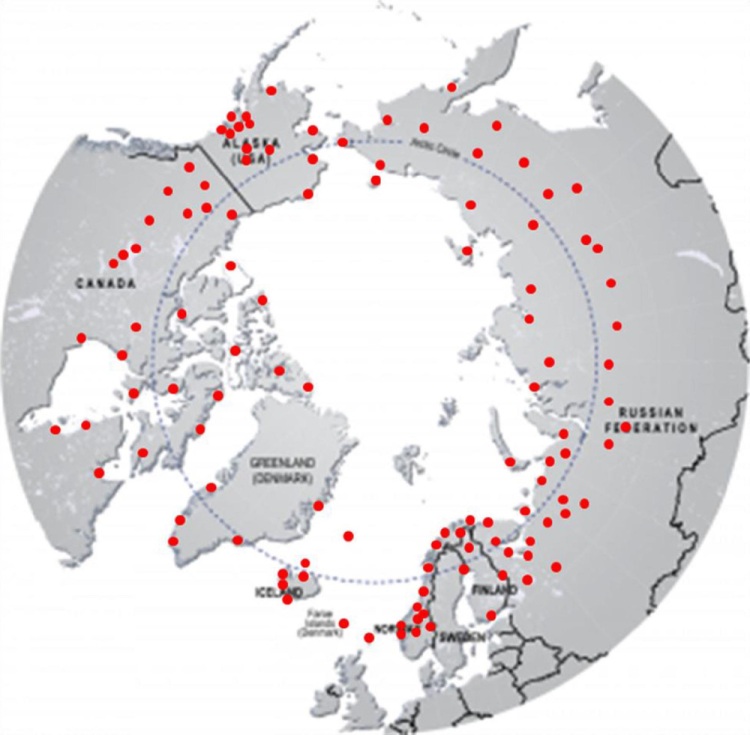 Locations of arctic stations examined in this study